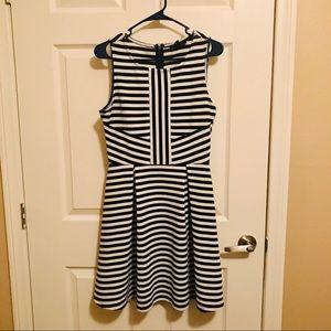 Attention Black And White Striped Dress